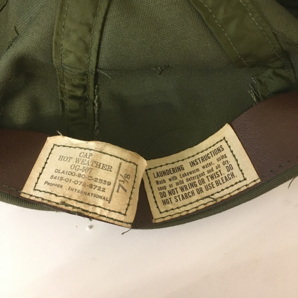 Vintage US Army Issue Hot Weather OG-507 Military Cap Hat Size 7.125 Olive Drab - Picture 5 of 6